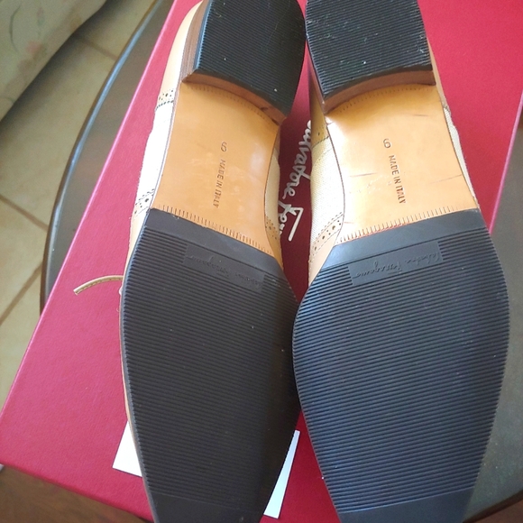 FINAL DEAL WOW! SALVATORE FERRAGAMO 9 4A CAMEL TAN CREAM WINGTIP OXFORD SHOES - Picture 10 of 12